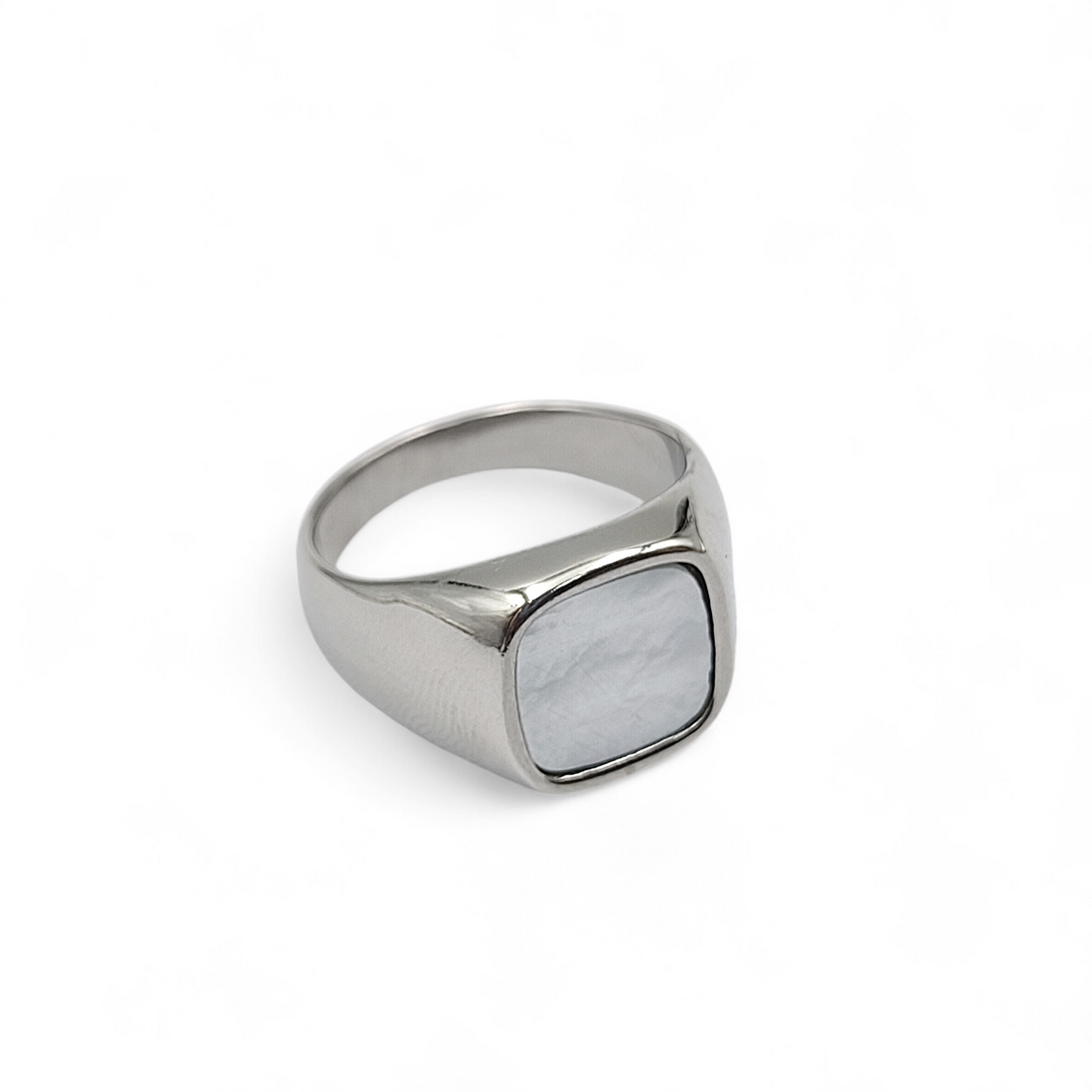 Mother of Pearl Signet Ring + Dtuel Band Ring Combi